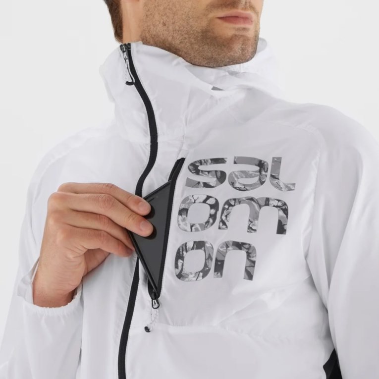 White Salomon Bonatti Cross Men's Windbreaker | IE PU5083